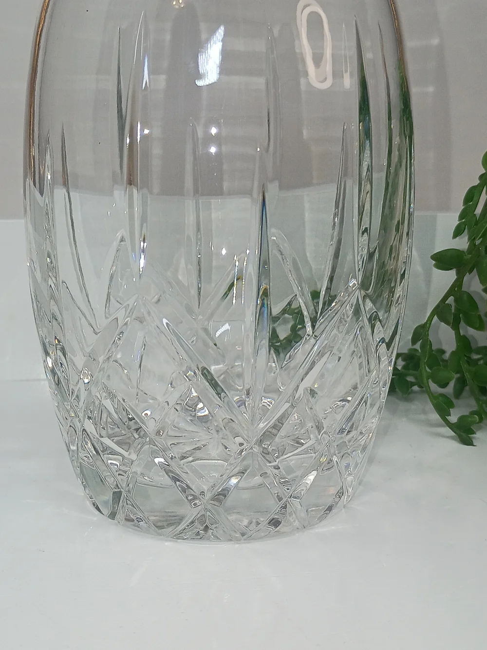 Clear Glass Cut Crystal Decorative Vase - Home Accents